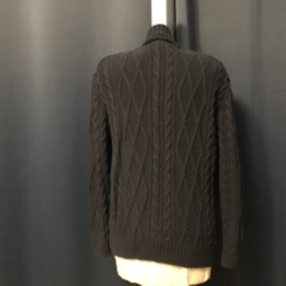 Blue Mens Cabled Pocket Button Front Cardigan - Picture 2 of 2